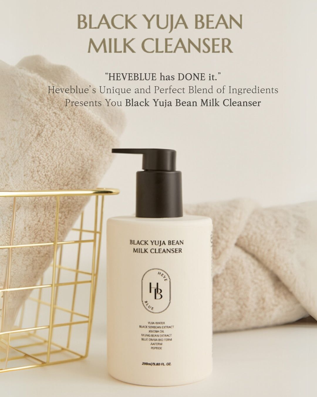 HEVEBLUE Black Yuja Bean Milk Cleanser